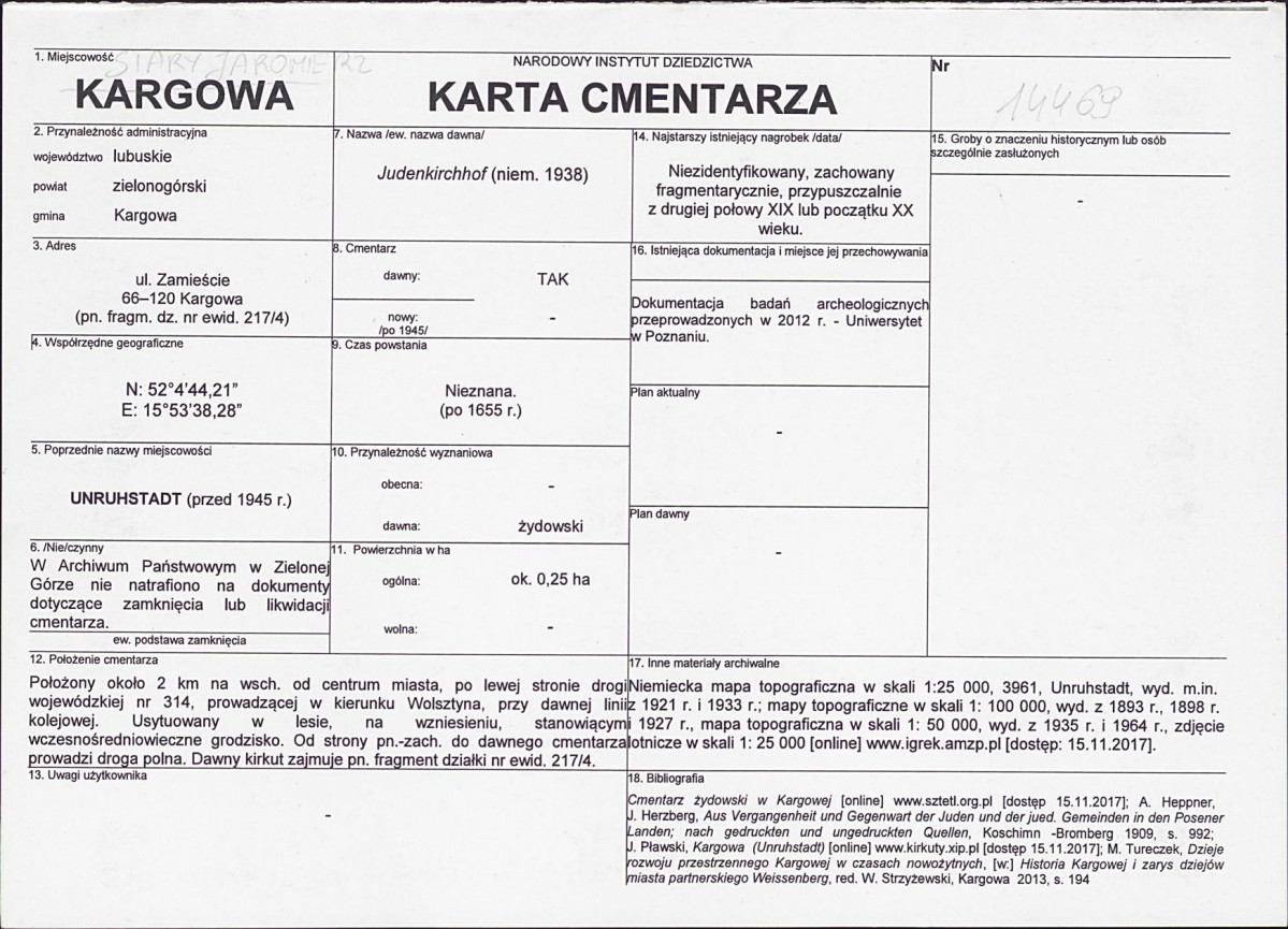 KC - Karta cmentarza, skan nr 1