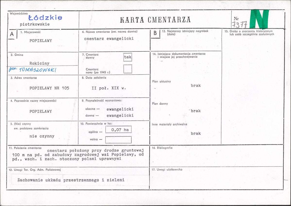Karta cmentarza, skan nr 1