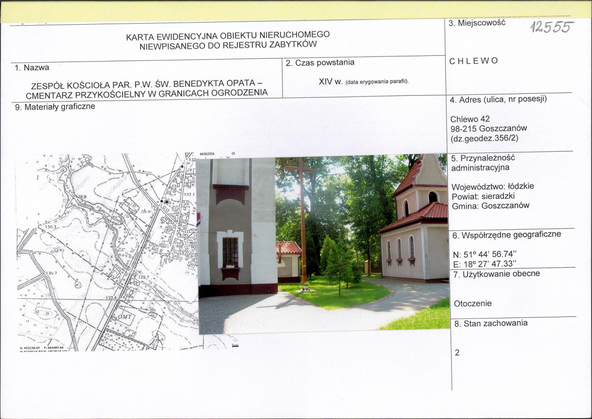 Karta obiektu niewpisanego do rejestru, skan nr 1