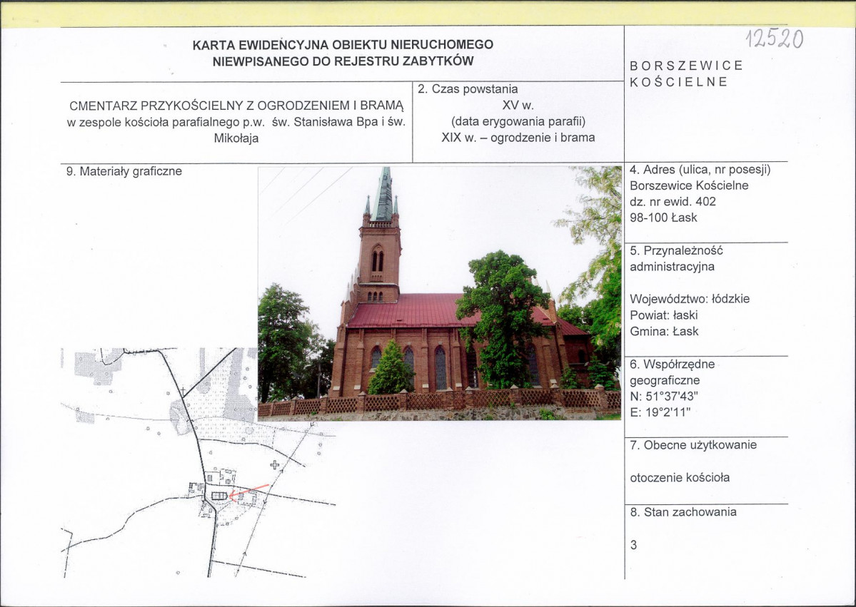 Karta obiektu niewpisanego do rejestru, skan nr 1