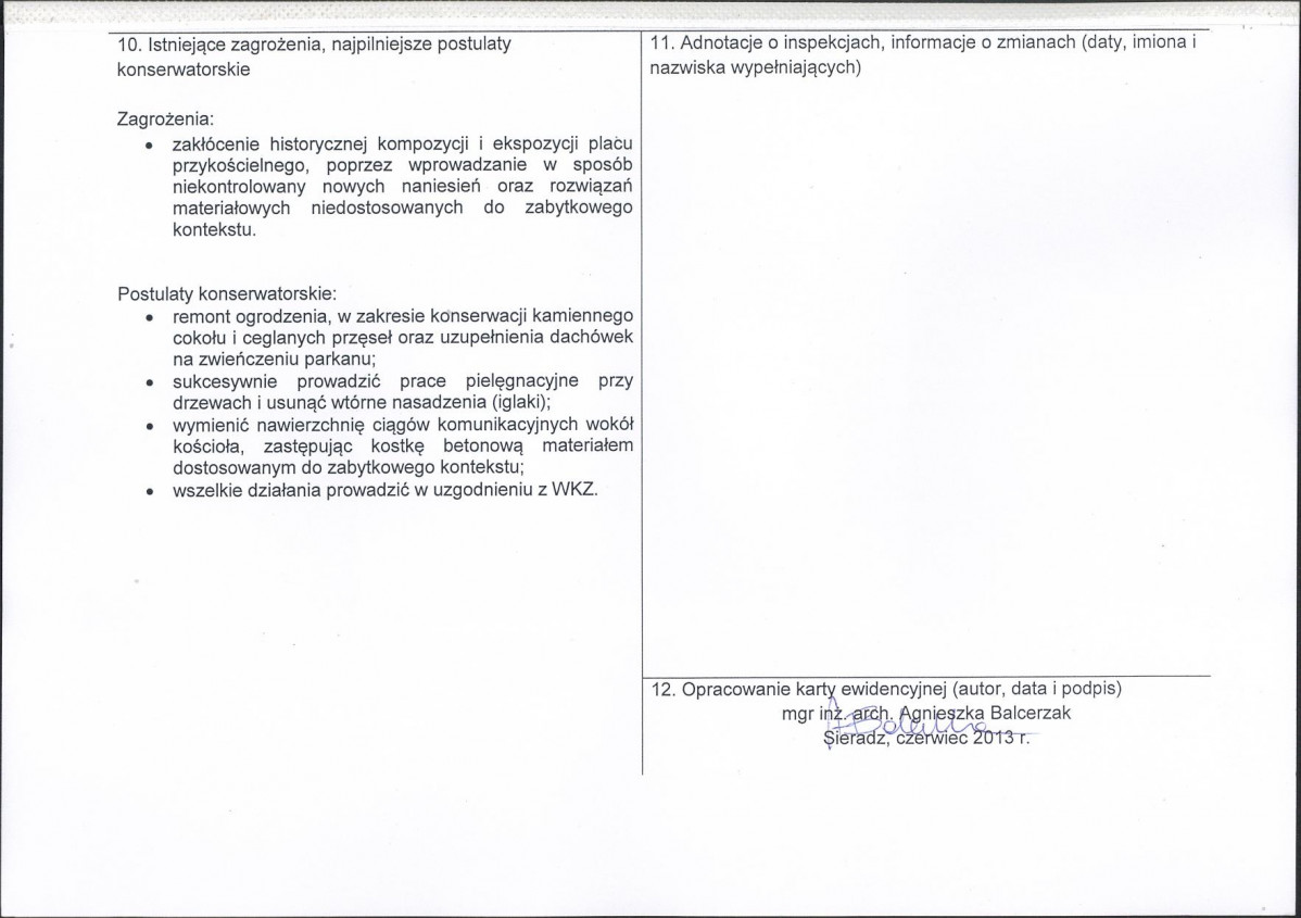 Karta obiektu niewpisanego do rejestru, skan nr 2