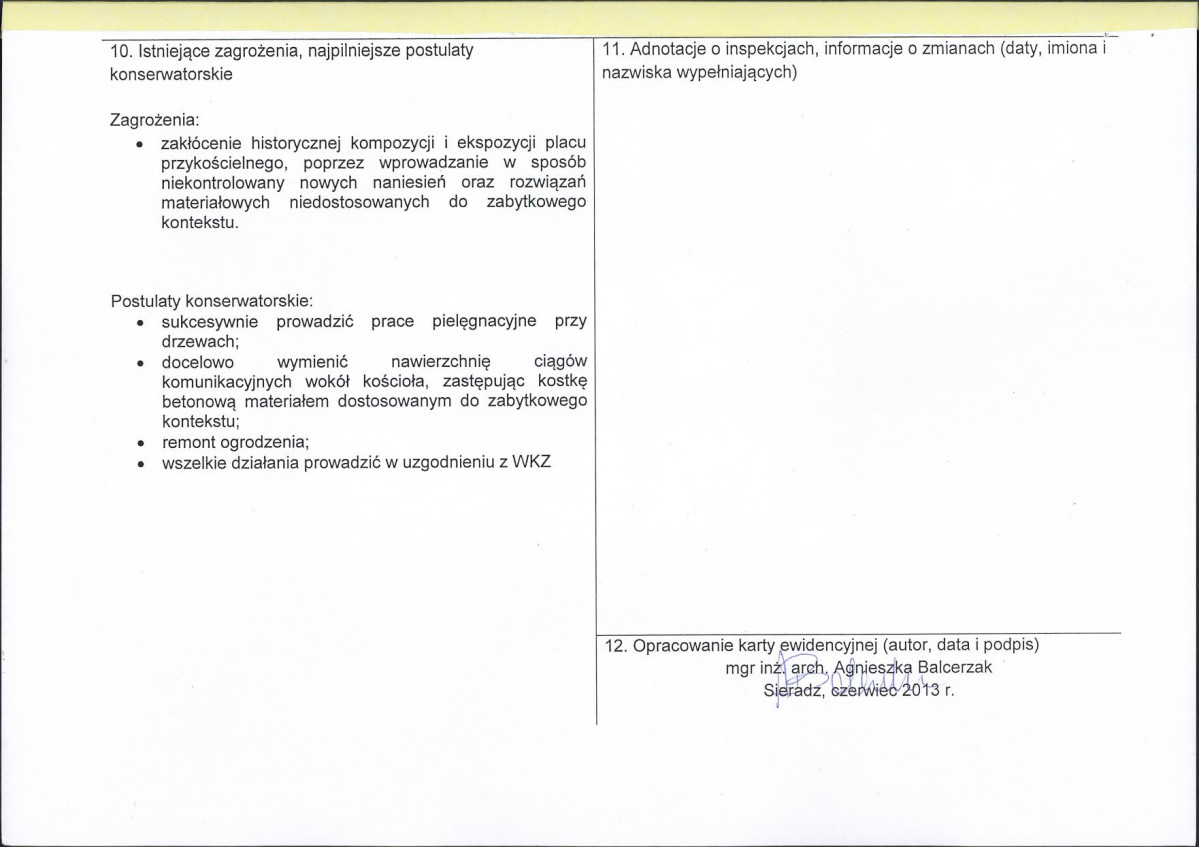 Karta obiektu niewpisanego do rejestru, skan nr 2