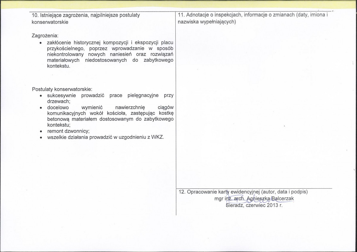 Karta obiektu niewpisanego do rejestru, skan nr 2