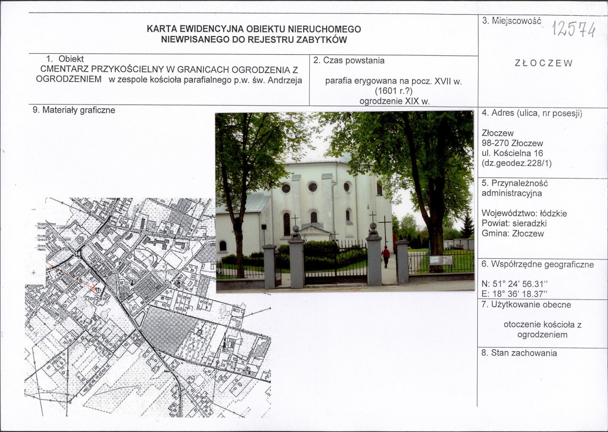 Karta obiektu niewpisanego do rejestru, skan nr 1