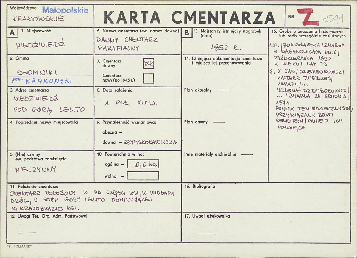 Karta cmentarza, skan nr 1