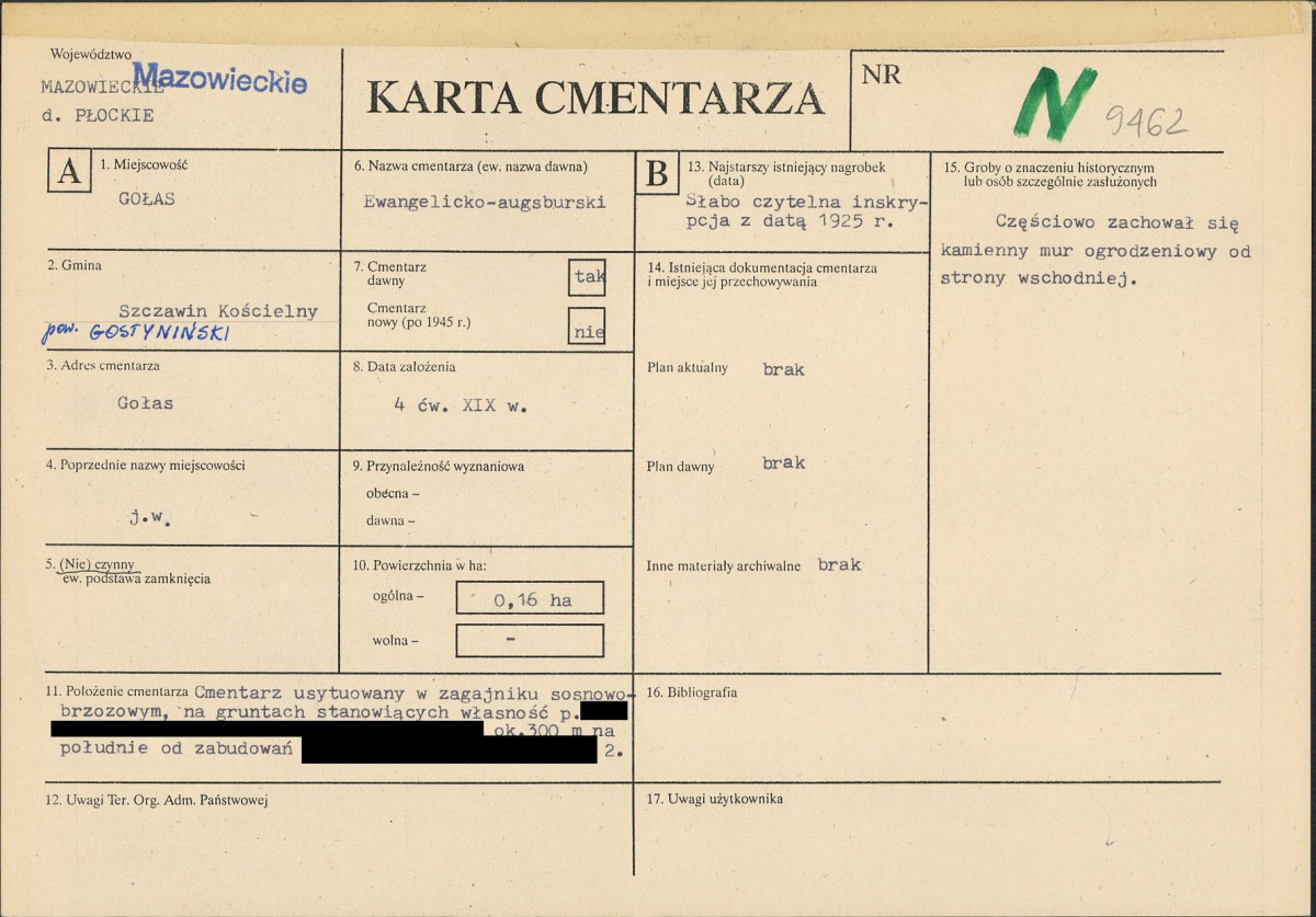 KC - Karta cmentarza, skan nr 1