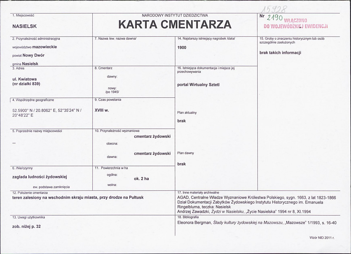 Karta cmentarza, skan nr 1