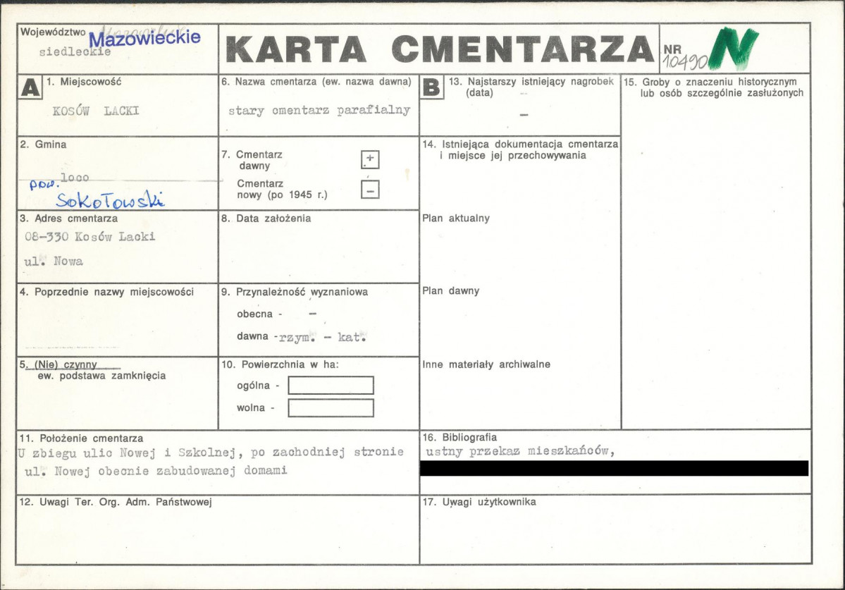 KC - Karta cmentarza, skan nr 1