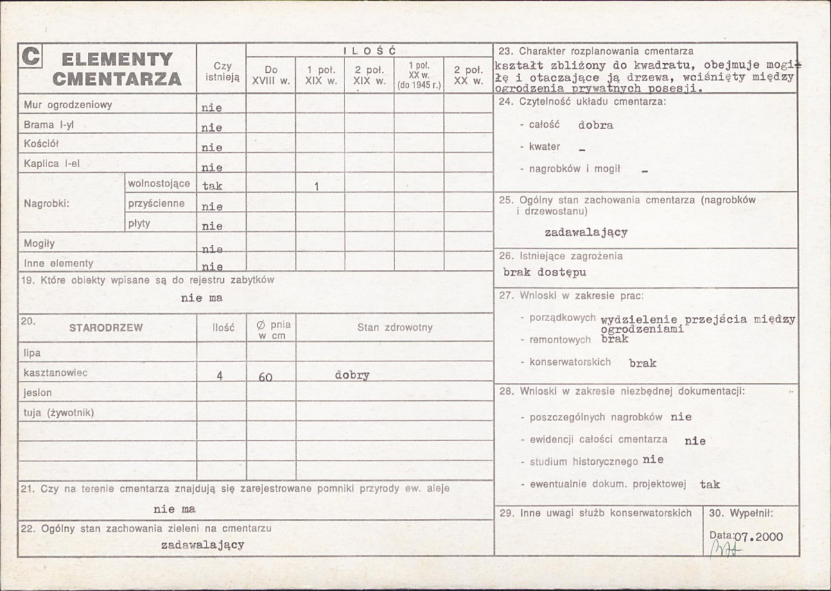 KC - Karta cmentarza, skan nr 2