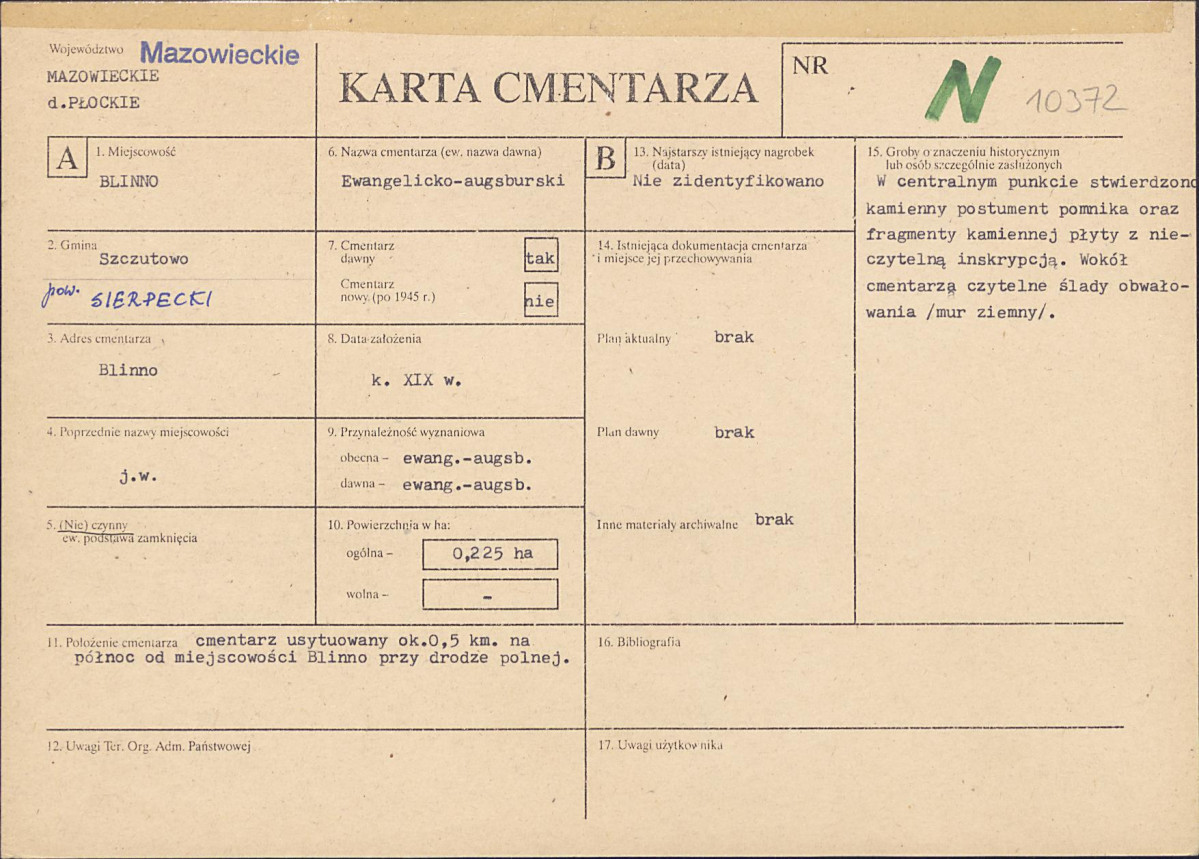 KC - Karta cmentarza, skan nr 1