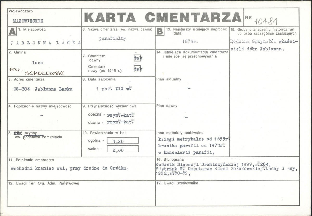 Karta cmentarza, skan nr 1