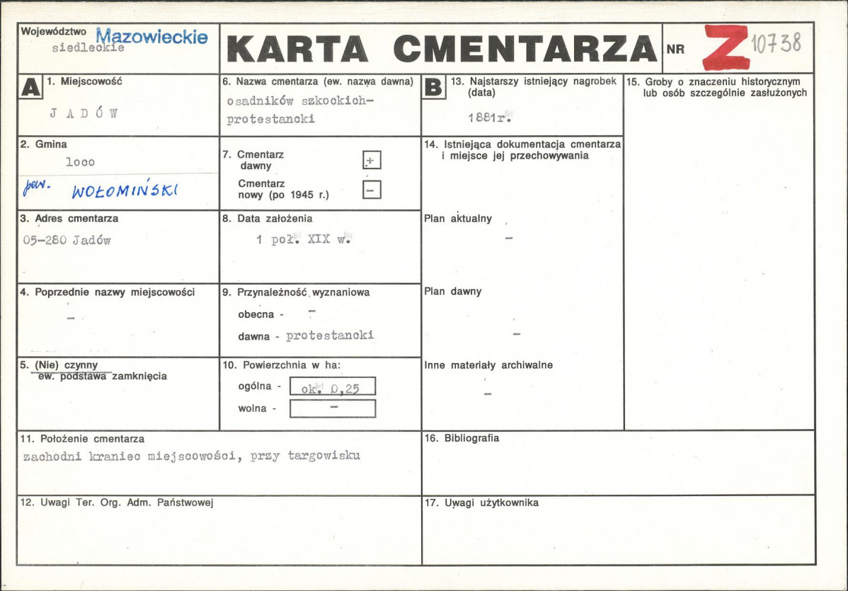 KC - Karta cmentarza, skan nr 1
