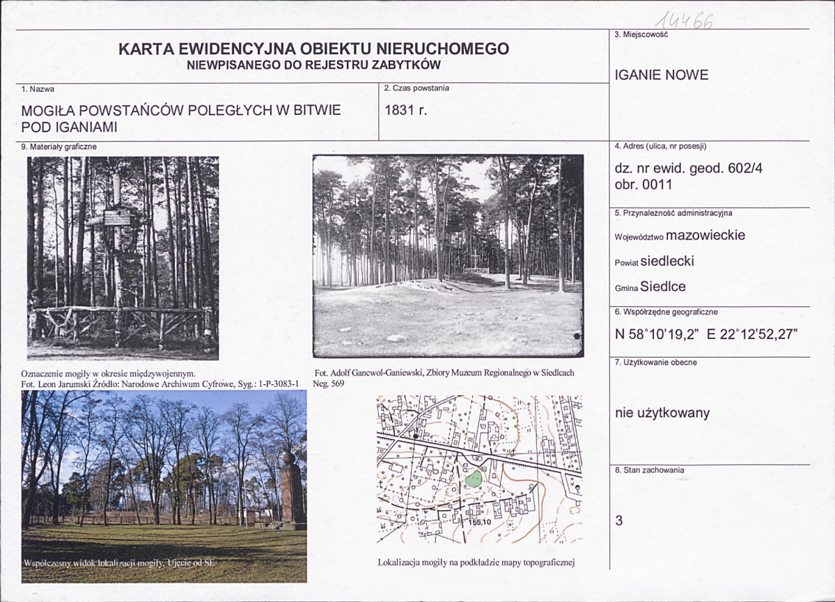 KEZN - Karta obiektu niewpisanego do rejestru, skan nr 1