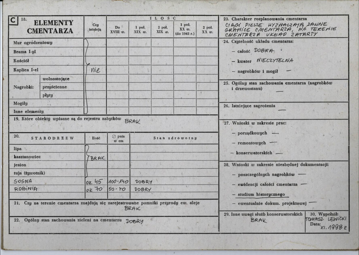 KC - Karta cmentarza, skan nr 2