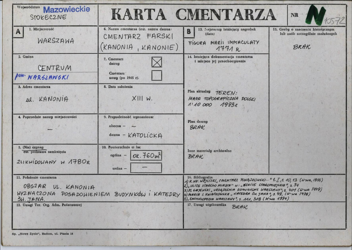 KC - Karta cmentarza, skan nr 1