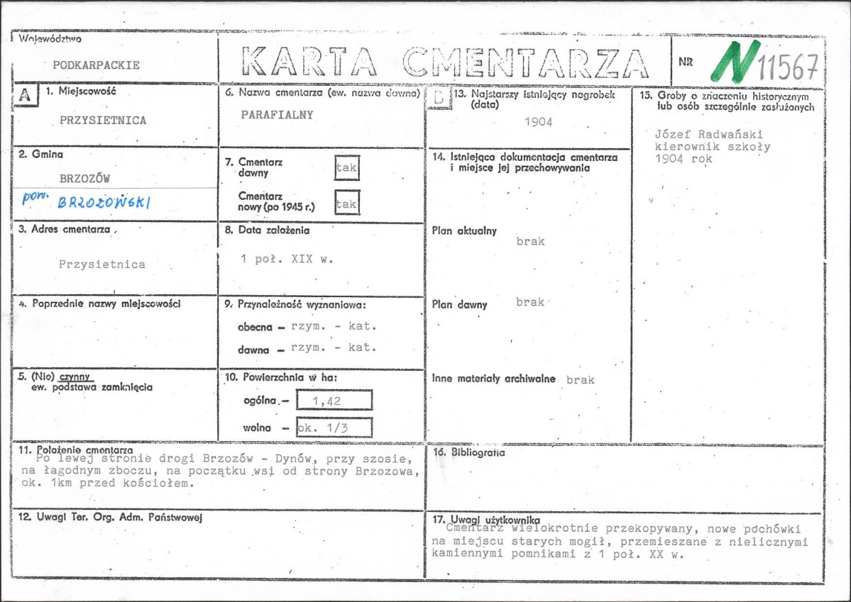 KC - Karta cmentarza, skan nr 1