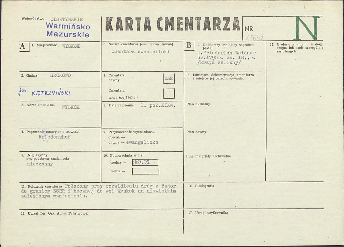 KC - Karta cmentarza, skan nr 1
