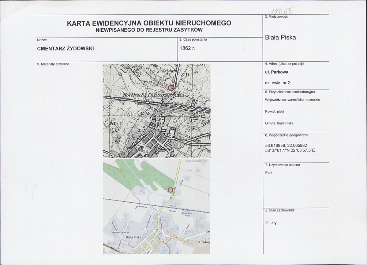 Karta obiektu niewpisanego do rejestru, skan nr 1