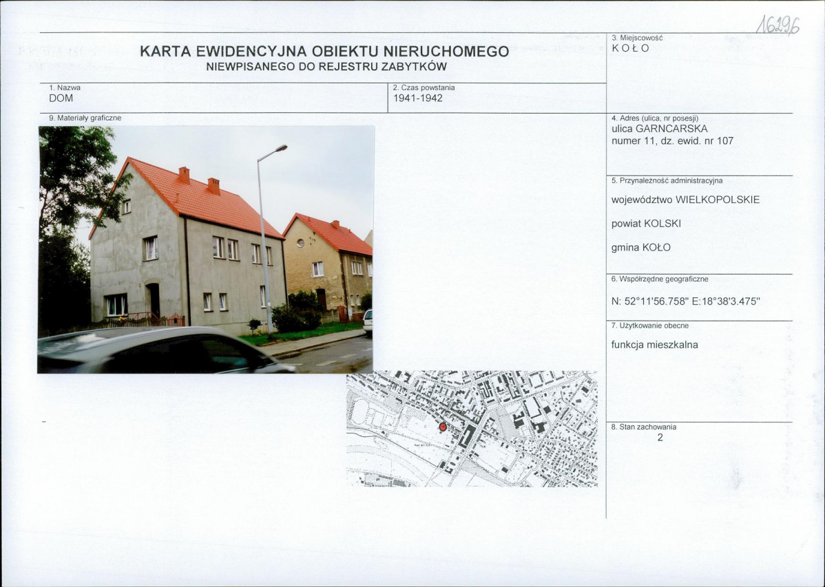 Karta obiektu niewpisanego do rejestru, skan nr 1
