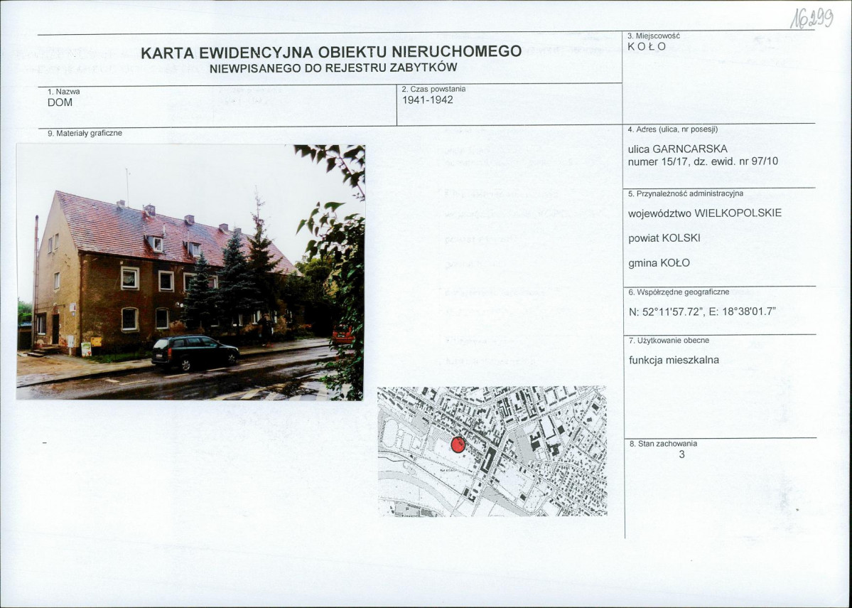 Karta obiektu niewpisanego do rejestru, skan nr 1