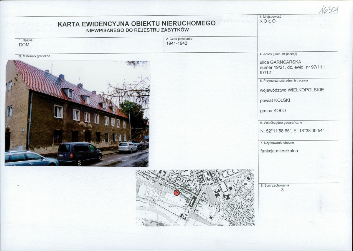 Karta obiektu niewpisanego do rejestru, skan nr 1