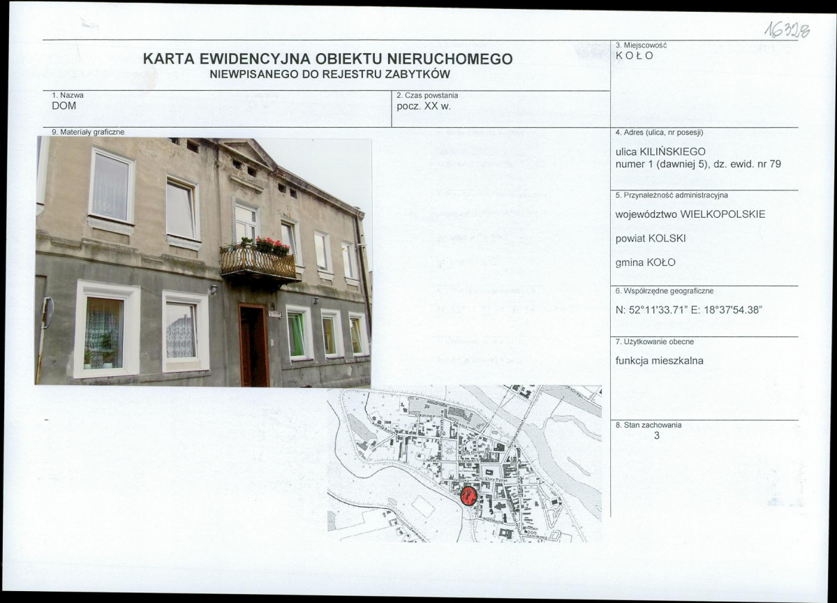 Karta obiektu niewpisanego do rejestru, skan nr 1