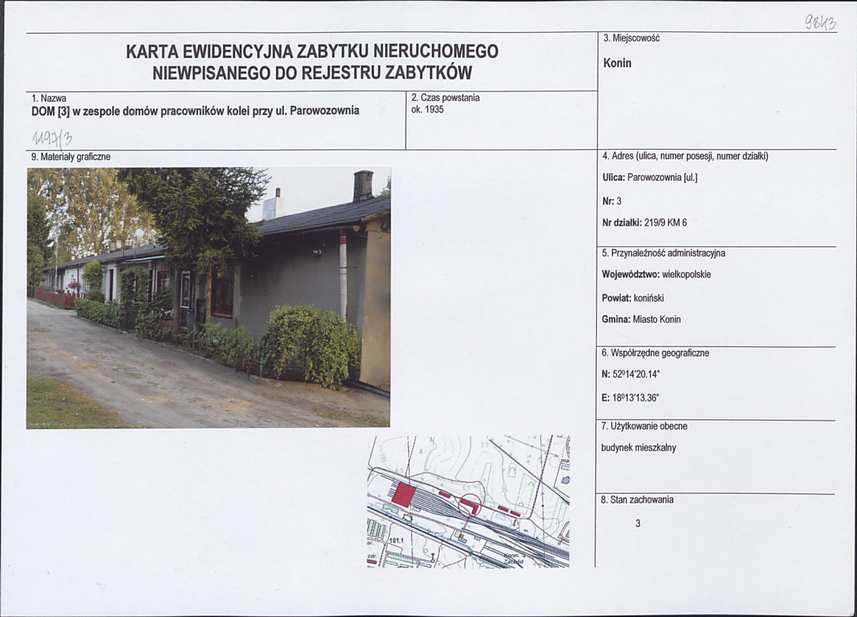 Karta obiektu niewpisanego do rejestru, skan nr 1
