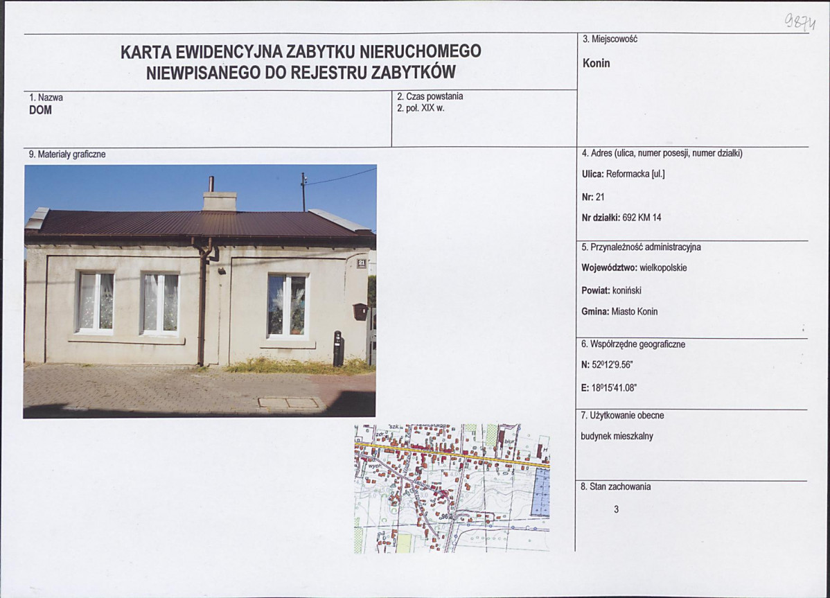 Karta obiektu niewpisanego do rejestru, skan nr 1