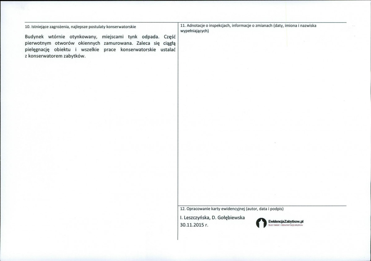 Karta obiektu niewpisanego do rejestru, skan nr 2