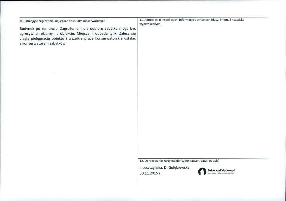 Karta obiektu niewpisanego do rejestru, skan nr 2