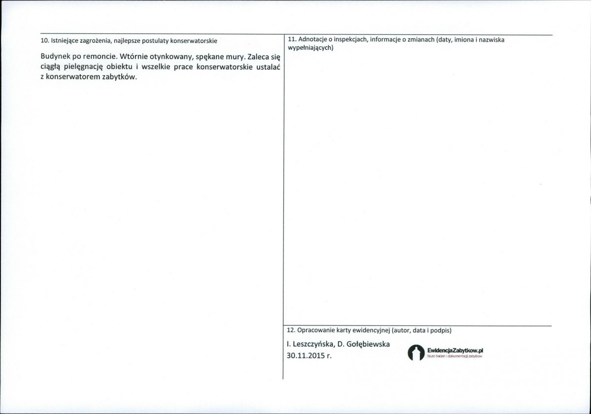 Karta obiektu niewpisanego do rejestru, skan nr 2
