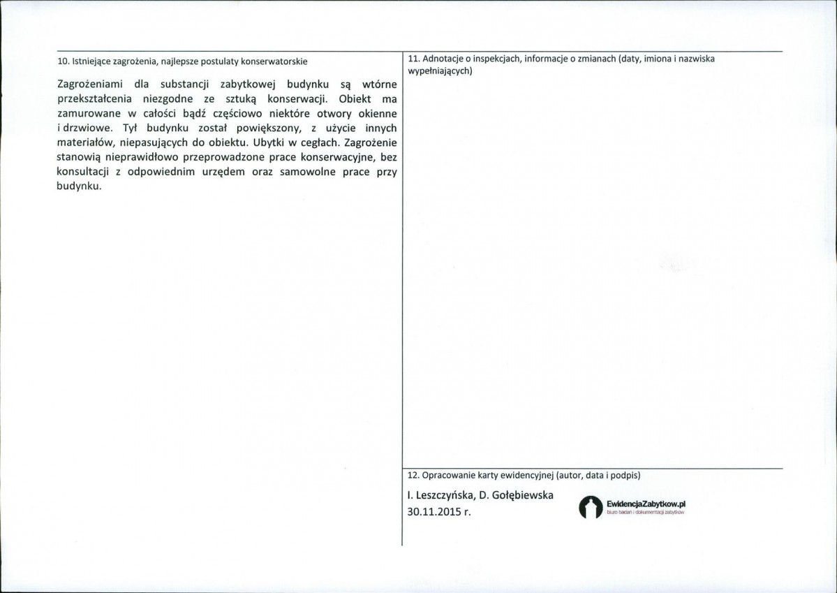 Karta obiektu niewpisanego do rejestru, skan nr 2