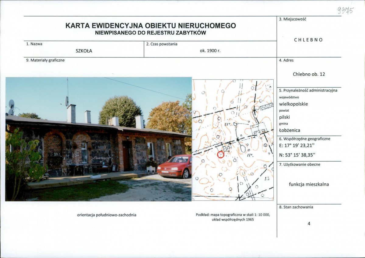 Karta obiektu niewpisanego do rejestru, skan nr 1