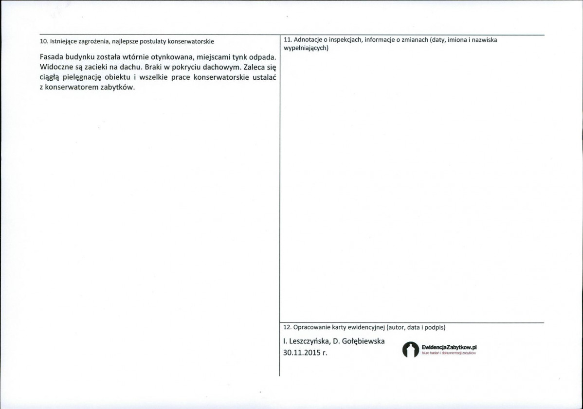 Karta obiektu niewpisanego do rejestru, skan nr 2