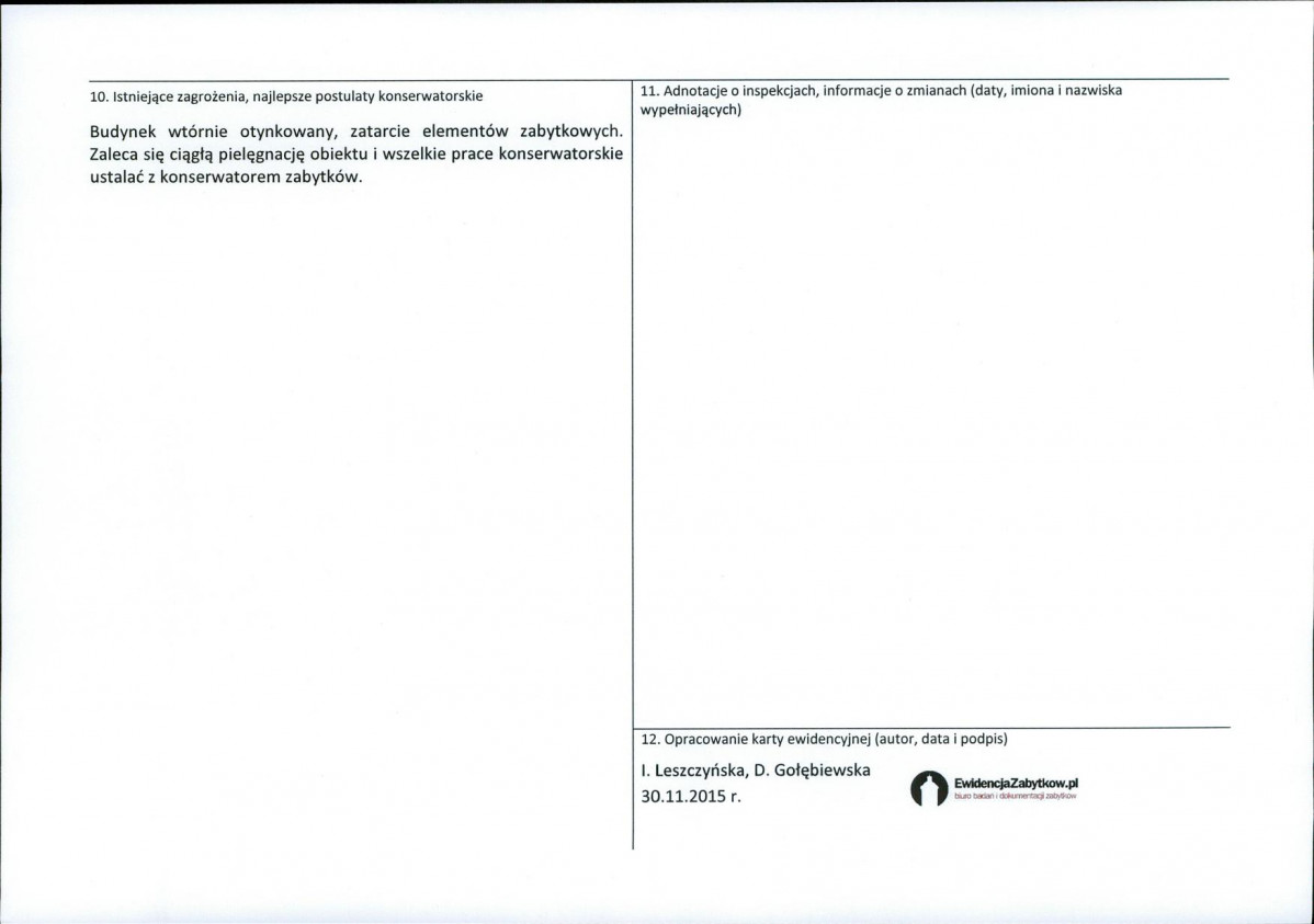 Karta obiektu niewpisanego do rejestru, skan nr 2