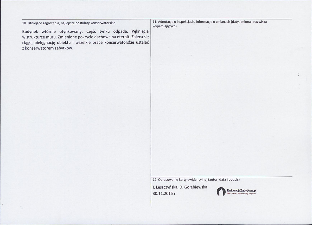 Karta obiektu niewpisanego do rejestru, skan nr 2