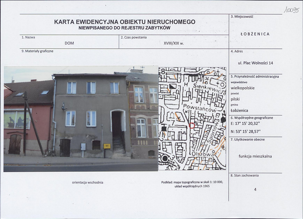 Karta obiektu niewpisanego do rejestru, skan nr 1