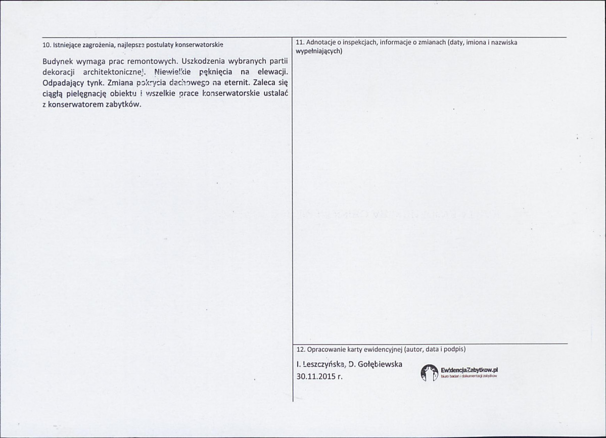 Karta obiektu niewpisanego do rejestru, skan nr 2