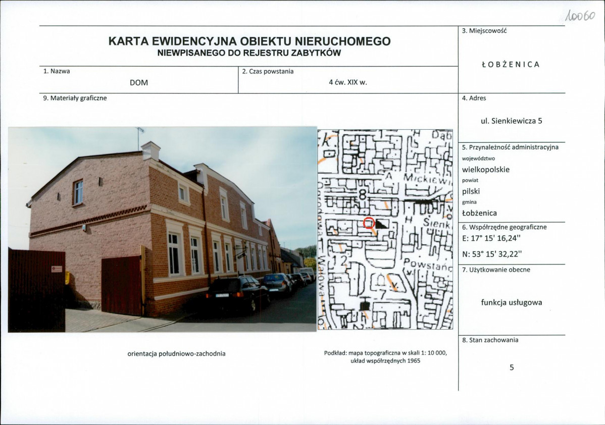 Karta obiektu niewpisanego do rejestru, skan nr 1