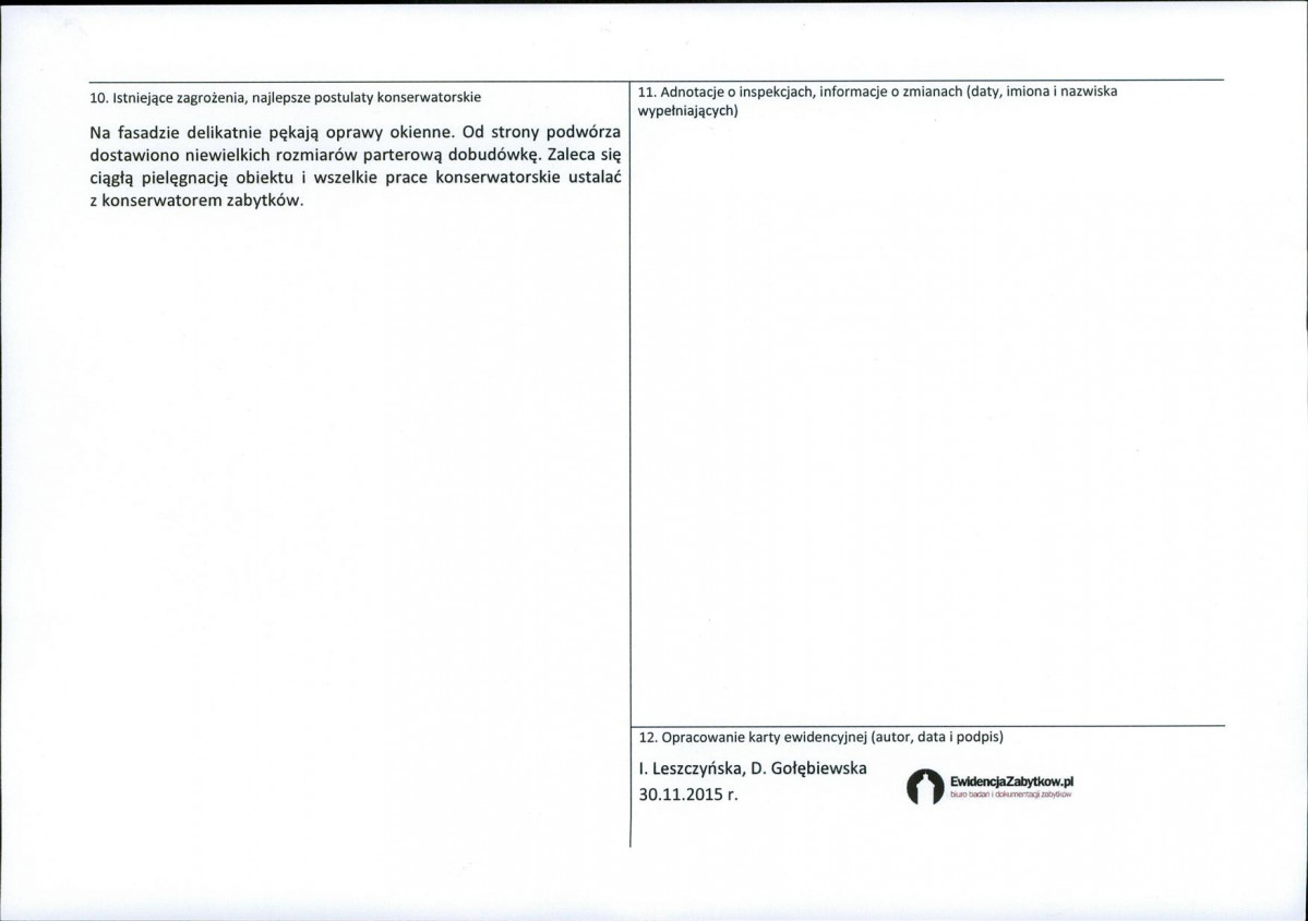 Karta obiektu niewpisanego do rejestru, skan nr 2