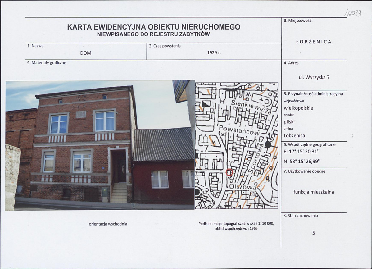 Karta obiektu niewpisanego do rejestru, skan nr 1