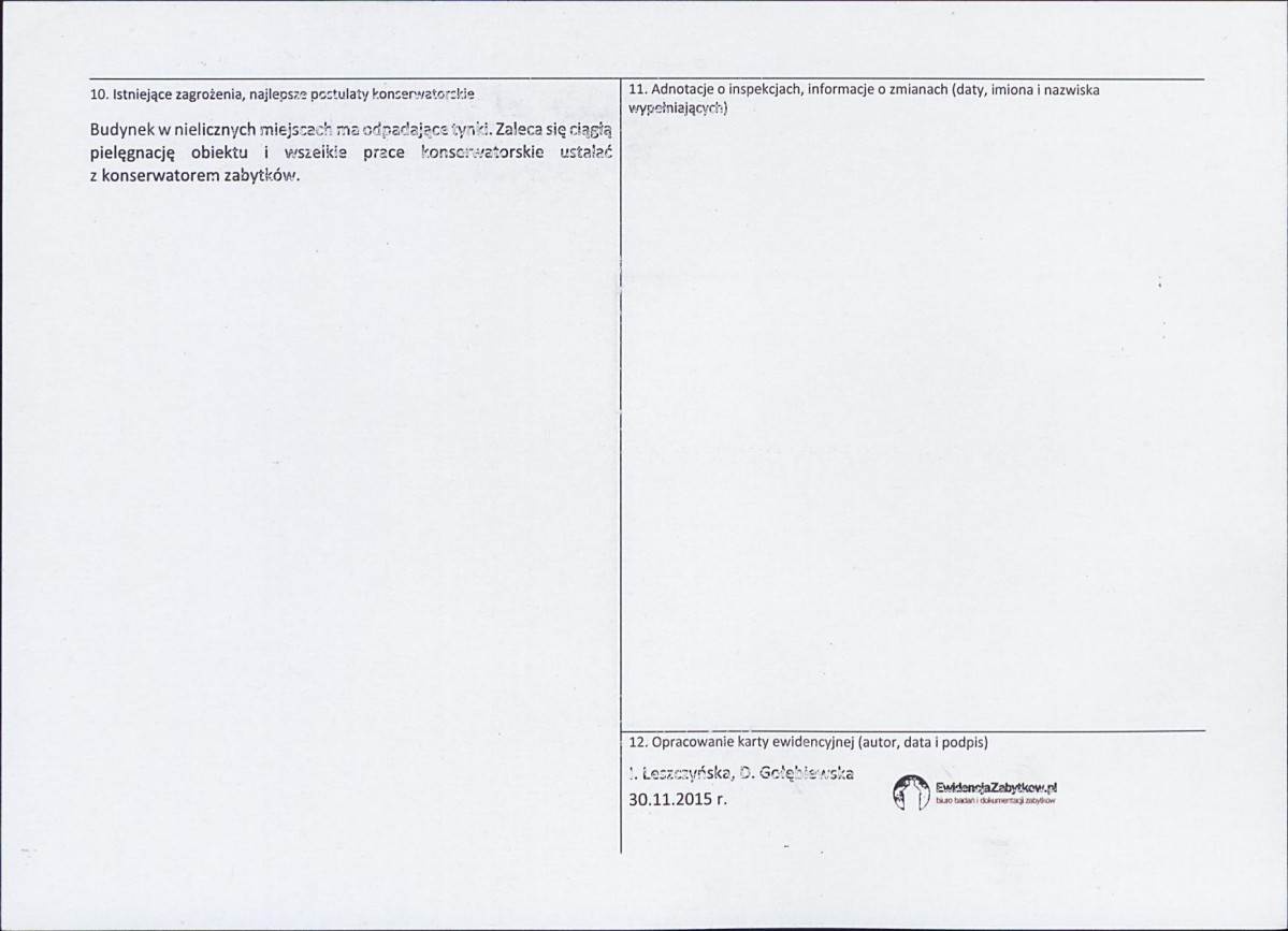 Karta obiektu niewpisanego do rejestru, skan nr 2