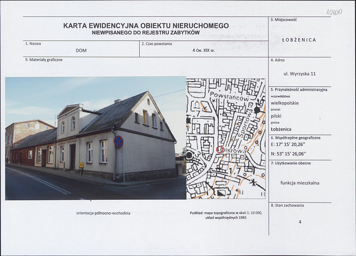 Karta obiektu niewpisanego do rejestru, skan nr 1