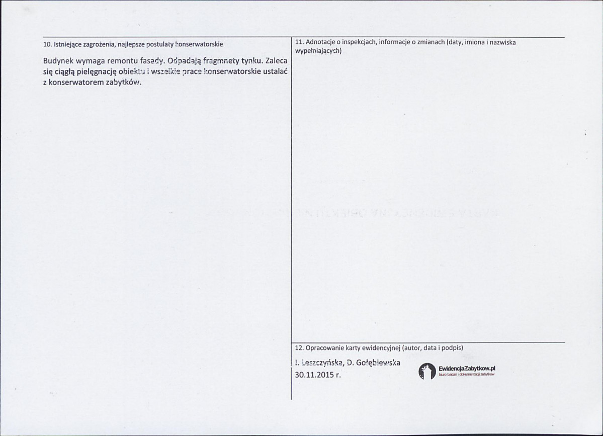 Karta obiektu niewpisanego do rejestru, skan nr 2