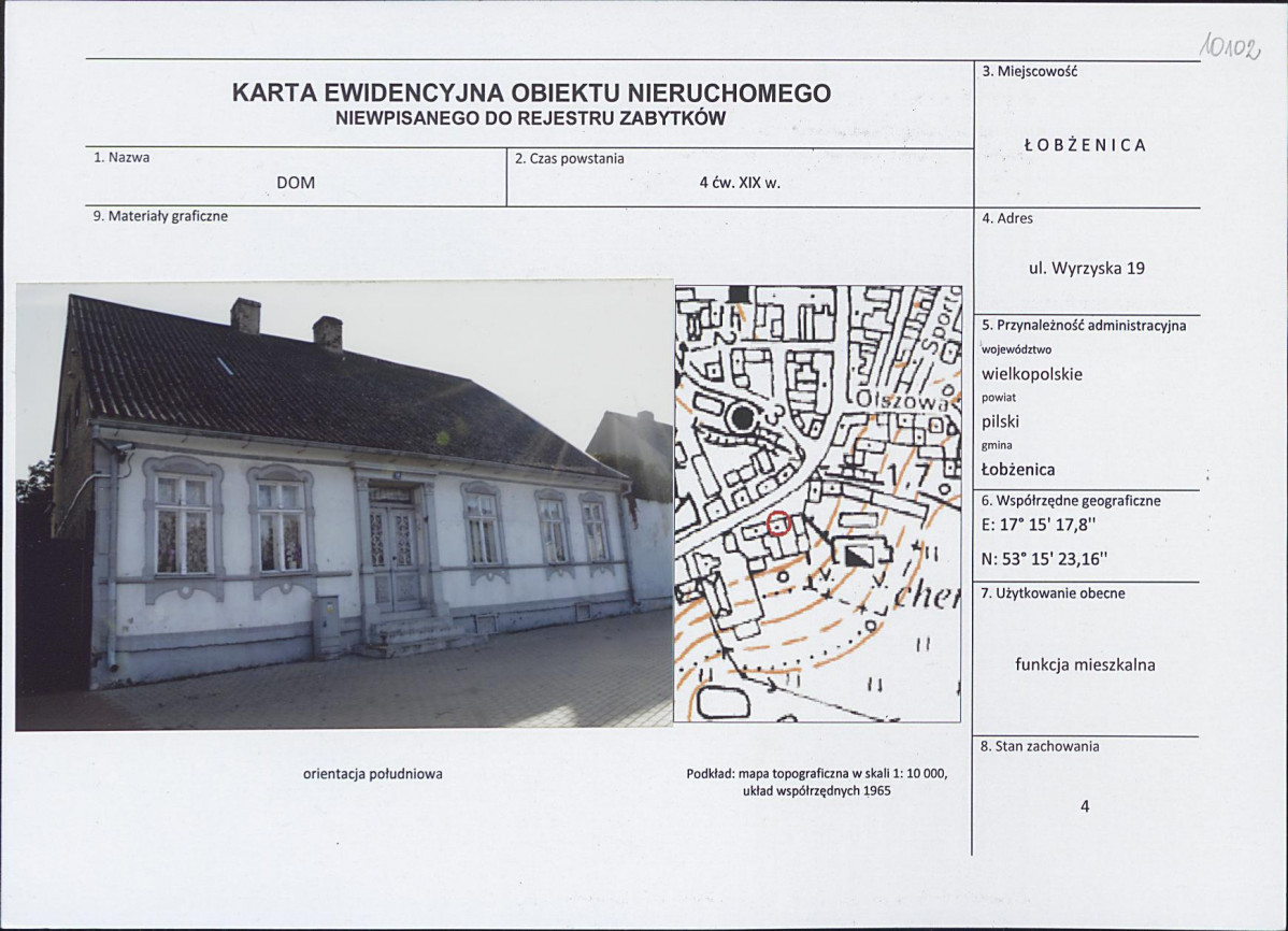 Karta obiektu niewpisanego do rejestru, skan nr 1