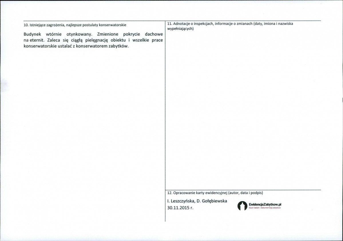 Karta obiektu niewpisanego do rejestru, skan nr 2