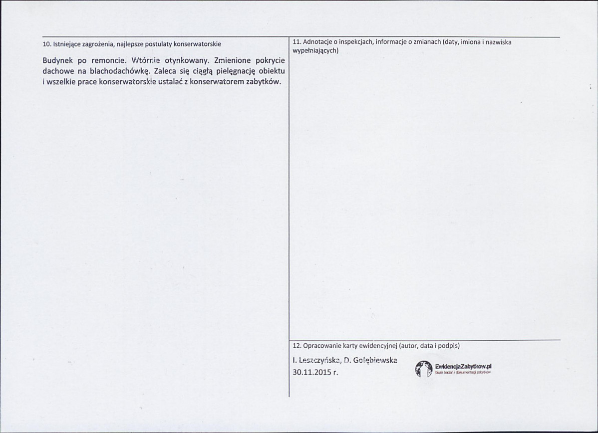 Karta obiektu niewpisanego do rejestru, skan nr 2