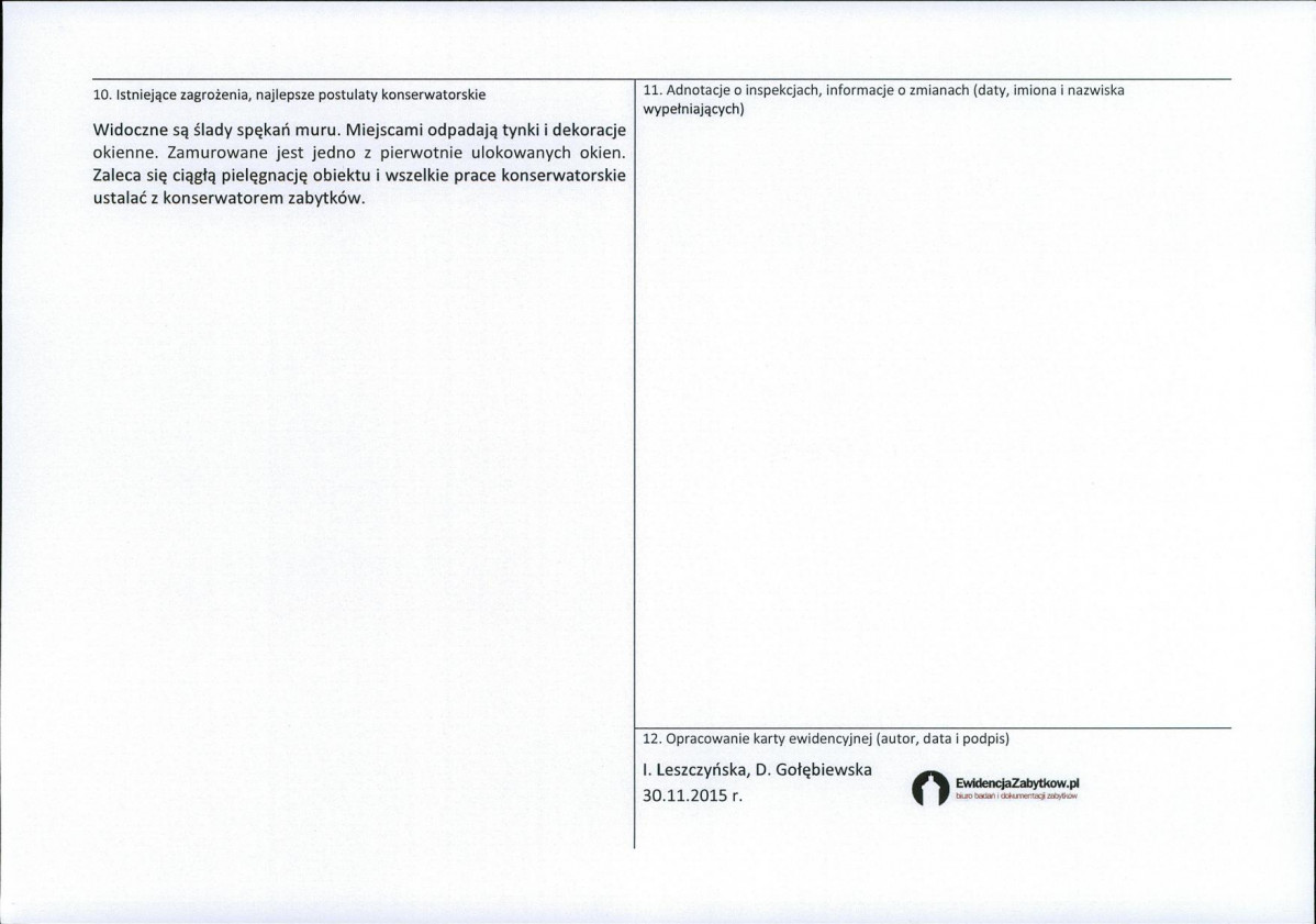 Karta obiektu niewpisanego do rejestru, skan nr 2
