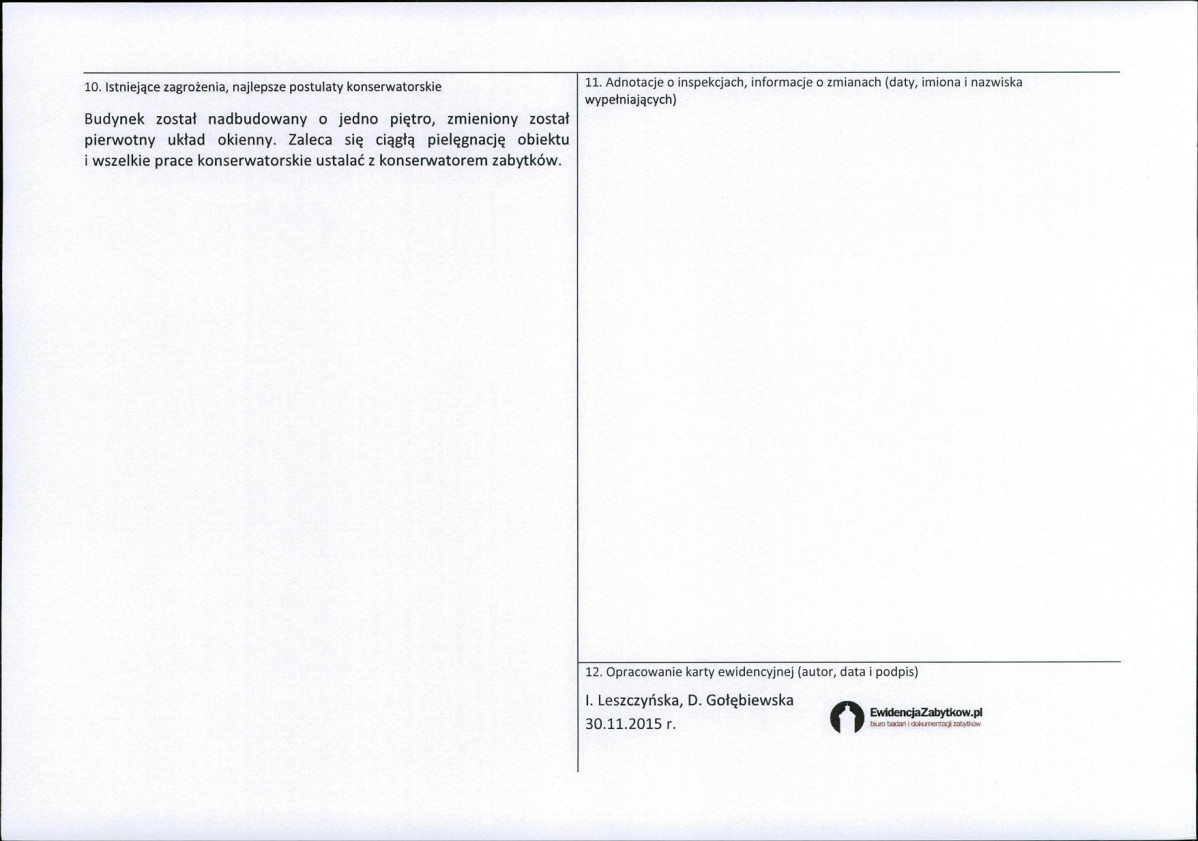 Karta obiektu niewpisanego do rejestru, skan nr 2