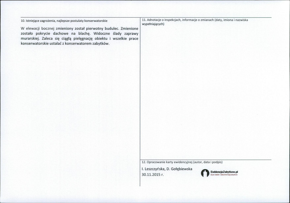 Karta obiektu niewpisanego do rejestru, skan nr 2